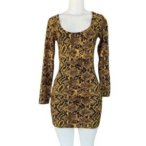 Juffrouw Jansen Snake Animal Printed Long Sleeve Mini Dress Size M